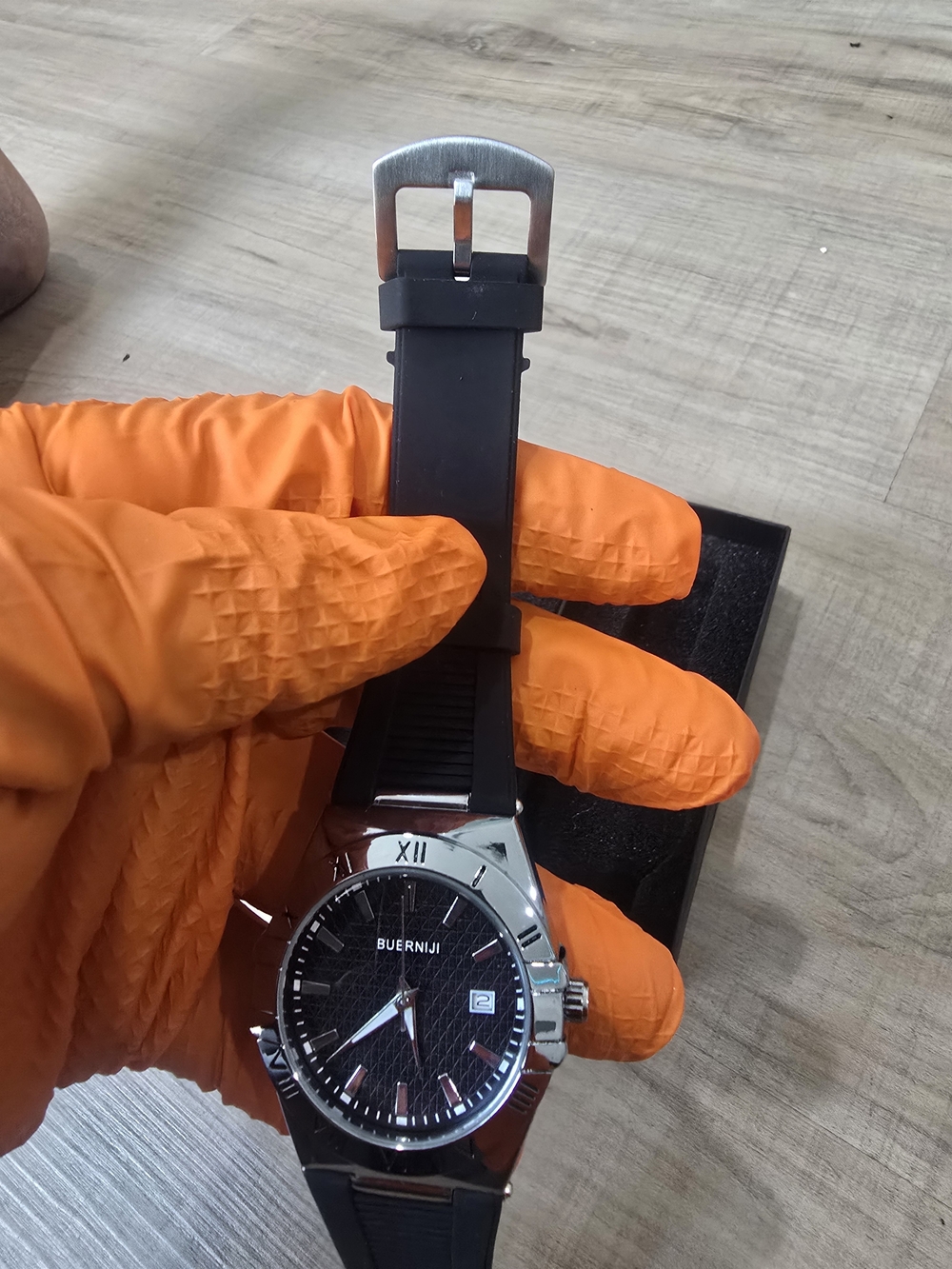 Men's Black Authomatic Dial Rubber Strap Watch
